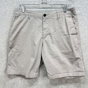 Faherty Chino Shorts Mens 32 Grey Beige Organic Cotton Coolmax Stretch Casual